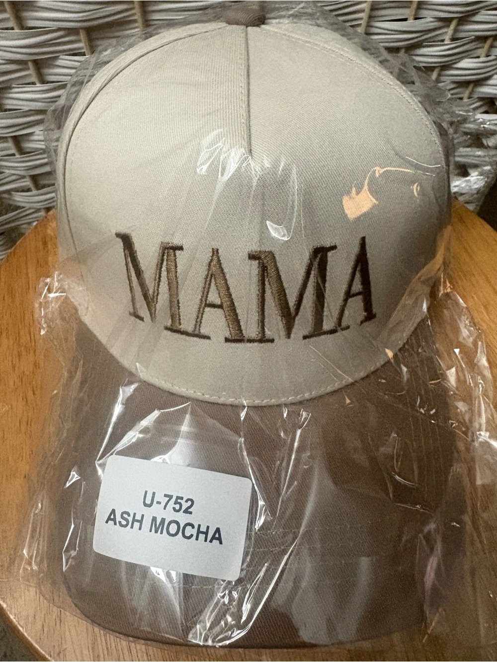 MAMA Embroidered Baseball Cap in Ash Mocha - NWT